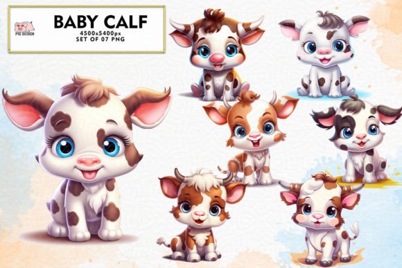 Download Baby Calf Watercolor Sublimation Clipart - Premium Resources