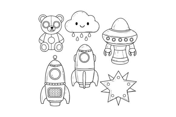 Download Cute Space Toys and Alien Vector Illustr - Alien Collection