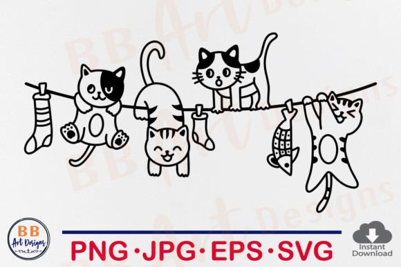 Download Cat SVG, Cute Cats Hanging Funny Laundry - Cat svg Collection