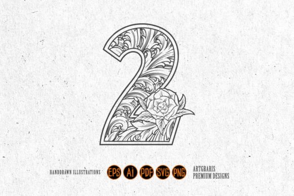 Download Elegant Number 2 Monogram Logo Monochrom - Logo Collection