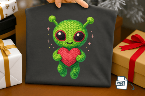 Download Faux Crochet Alien PNG Cute Valentine - Alien Collection
